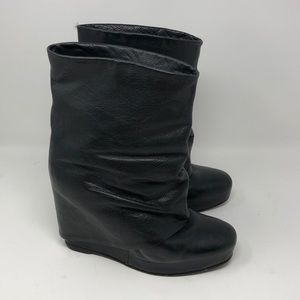 Vera Wang Lavender Slouch Leather Wedge Boots